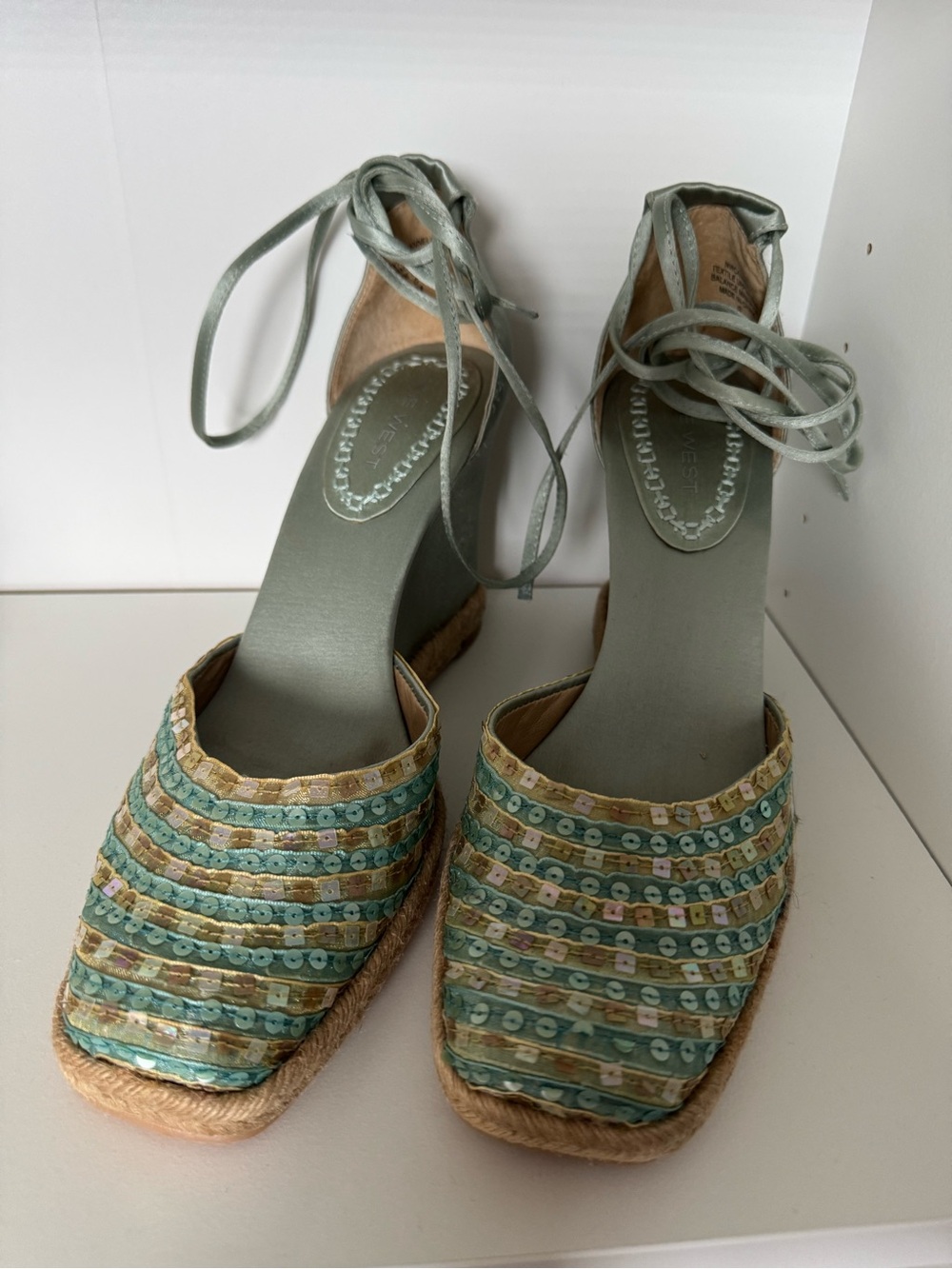 Nine West sequined wedge espradrile sandals